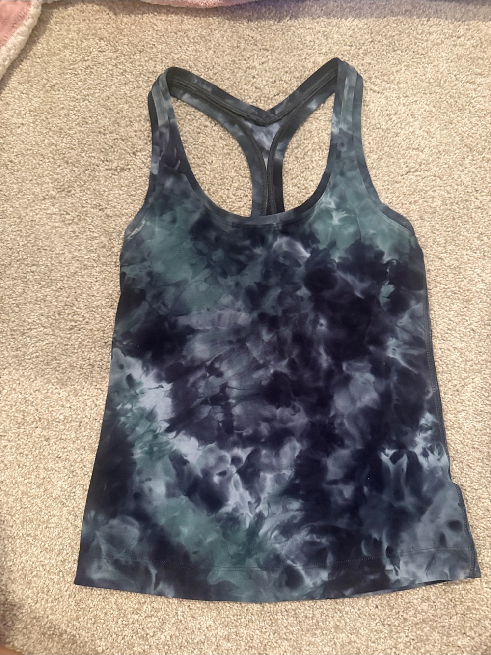 Lululemon Tie-Dye diamond Racerback Tank Top in Black and Green size 2